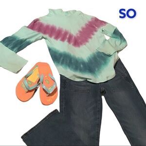 😎 SO Womens XL Long Sleeve Hooded Tee‎ in Tie Dye